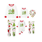 Family Christmas White Pajamas Set With Classic Xmas Pattern Design