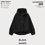 Short Oversized Rain Jacket With Bubble Hem,Loose Fit
