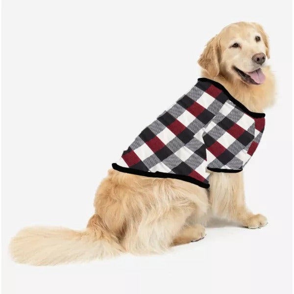 Christmas Make Memories Together 2025 Print Red & Black & Grey & White Plaid Family Matching Pajamas With Dog