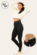 High Waisted Fleece Lined Thermal Leggings in Black