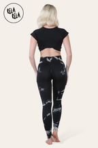 Marble Tie Dye High Waisted Scrunch Bum Leggings in Black