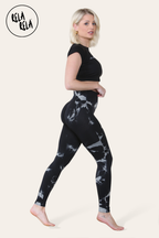 Marble Tie Dye High Waisted Scrunch Bum Leggings in Black