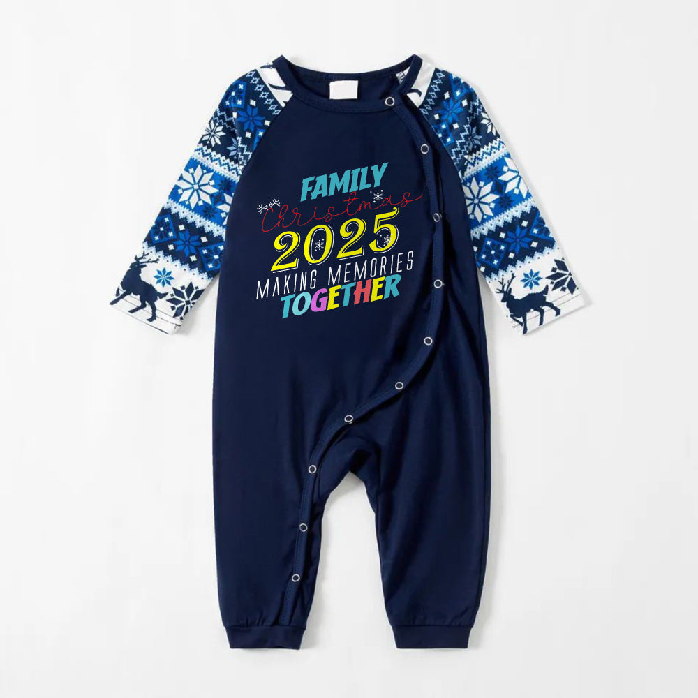 Joyful Blue Christmas Pajamas Set  With Family Matching Jolly Text