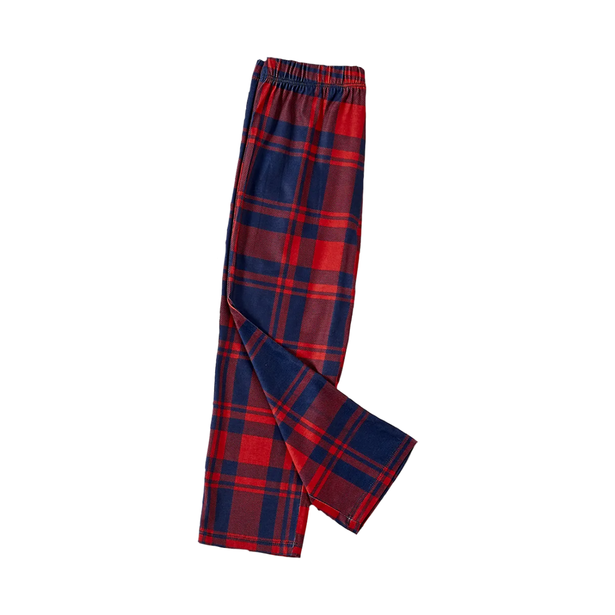 "2025 Christmas" Text and Santa Hat Prints Blue Long Sleeves Top with Red and Blue Plaid Pants Christmas Matching Pajamas