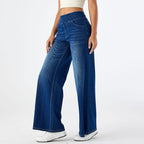 2026🔥FlexTM High Waisted Multiple Pockets Washed Stretchy Knit Casual Bootcut Jeans