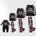 "Family Christmas 2025" Letter Printed Red & Black & Grey & White Plaid Family Matching Pajamas