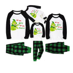 Black Raglan Top Green Plaid Christmas Pajamas Set With Funny Grinch and Holiday Text