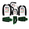 Black Raglan Top Green Plaid Christmas Pajamas Set With Cute Gnome and Holiday Lettering