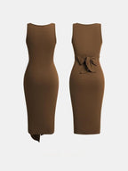 Square Neck Solid Twist Knotted Maxi Dress Curve & Plus Dress