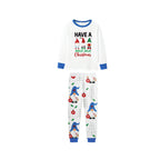 Holiday Christmas Family Blue Pajamas Set with Whimsical Gnome Pattern Print
