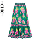 Green Grape Blossom Tropical Vineyard V-Neck Swimsuit & Skirt