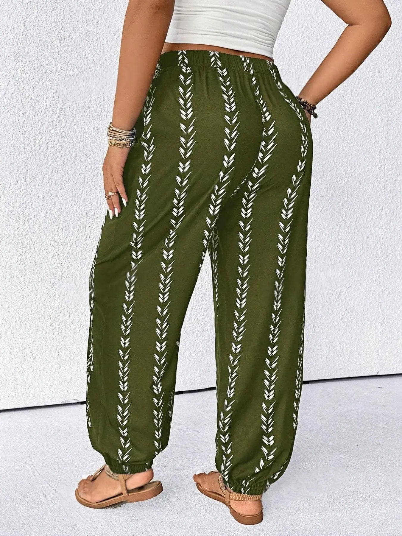 【Plus Size】Pants, Striped Casual Comfy Trousers for Daily Wear, Women's Bottoms for Summer