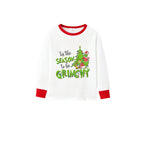 Family Christmas White Pajamas Set With Classic Xmas Pattern Design