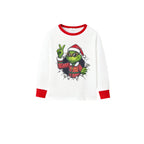 Family Christmas White Pajamas Set With Christmas Pattern Print
