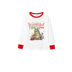 Family Christmas White Pajamas Set With Cute Christmas Character Print