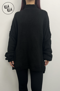 Super Soft Slouchy Knit Drop Shoulder Jumper in Black