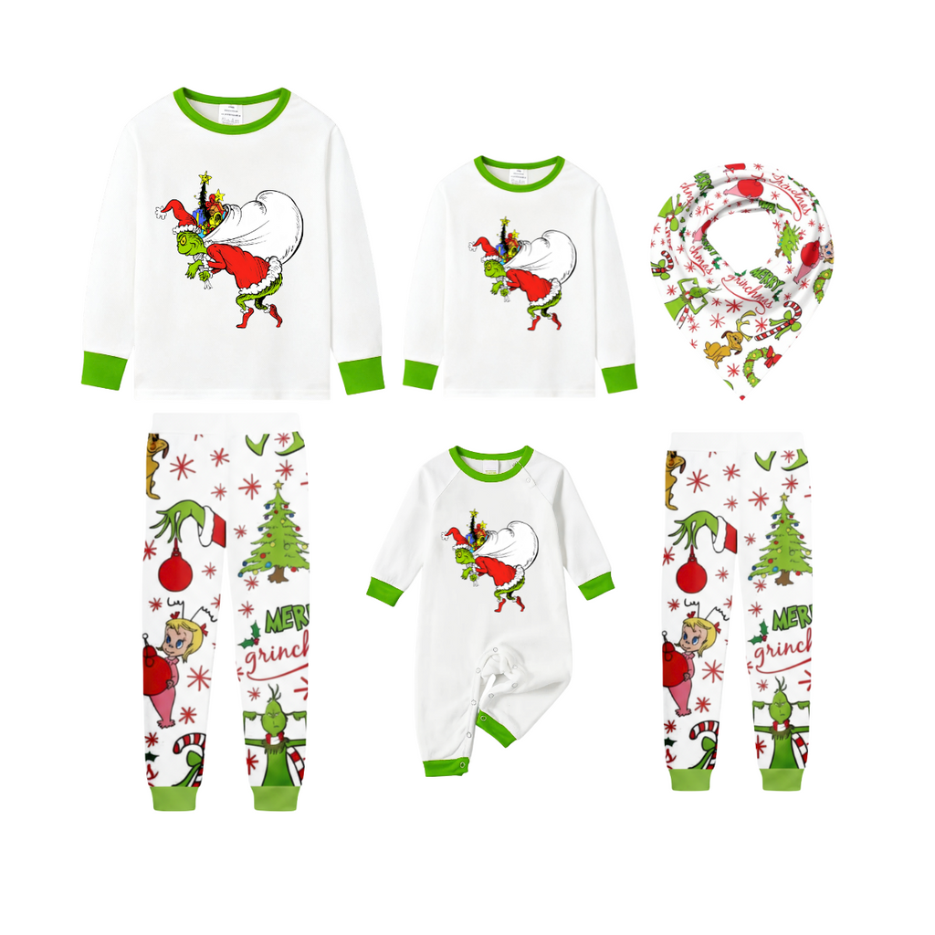 Holiday Family Christmas Pajamas Set With Cartoon Pattern Print