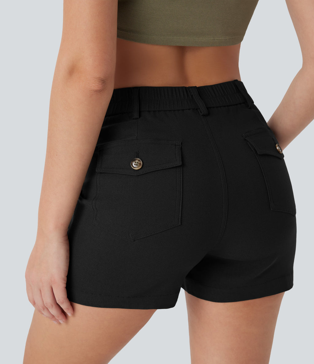 High Waisted Casual Shorts with Pockets