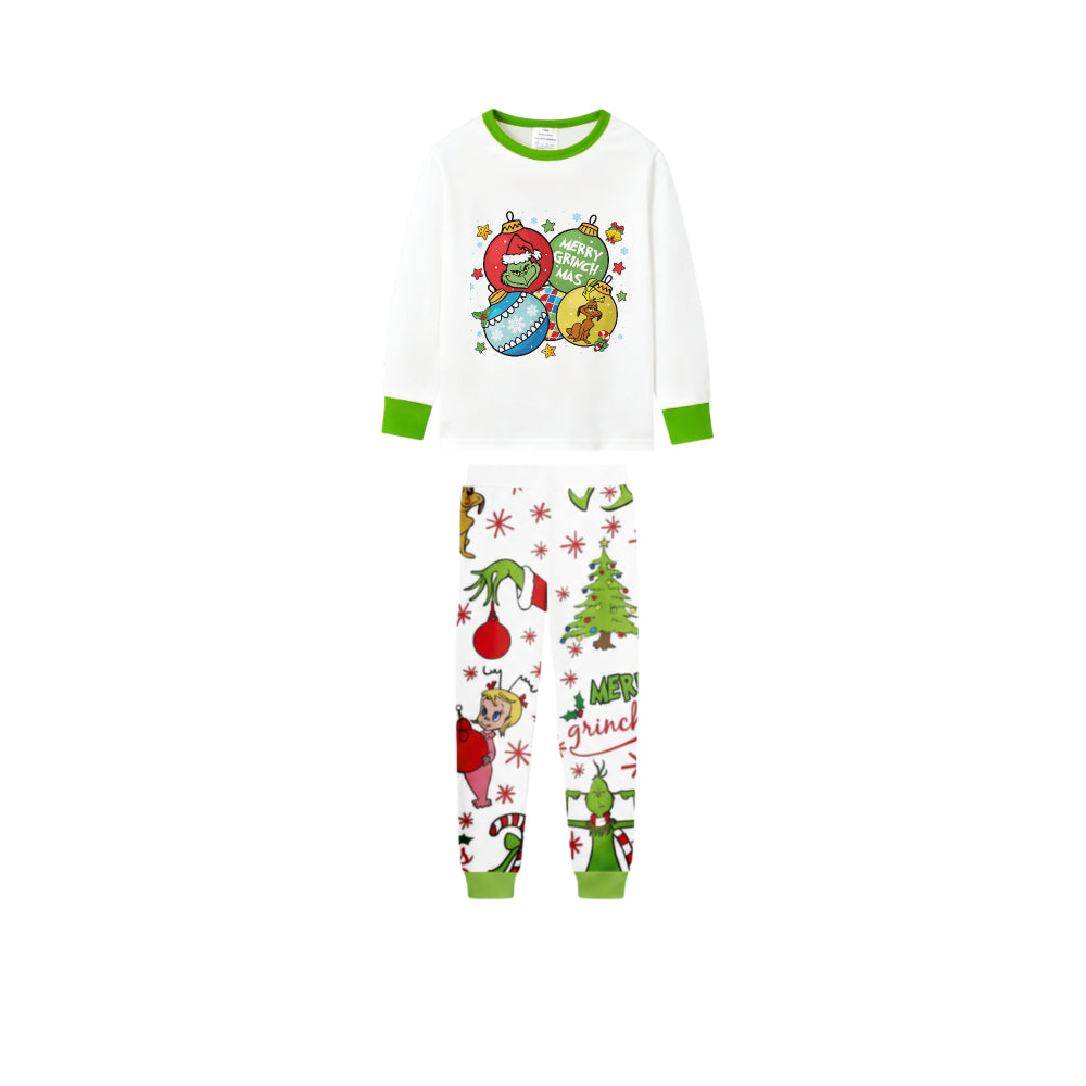 Holiday Family Christmas Pajamas Set With Colorful Christmas Character Pattern Print
