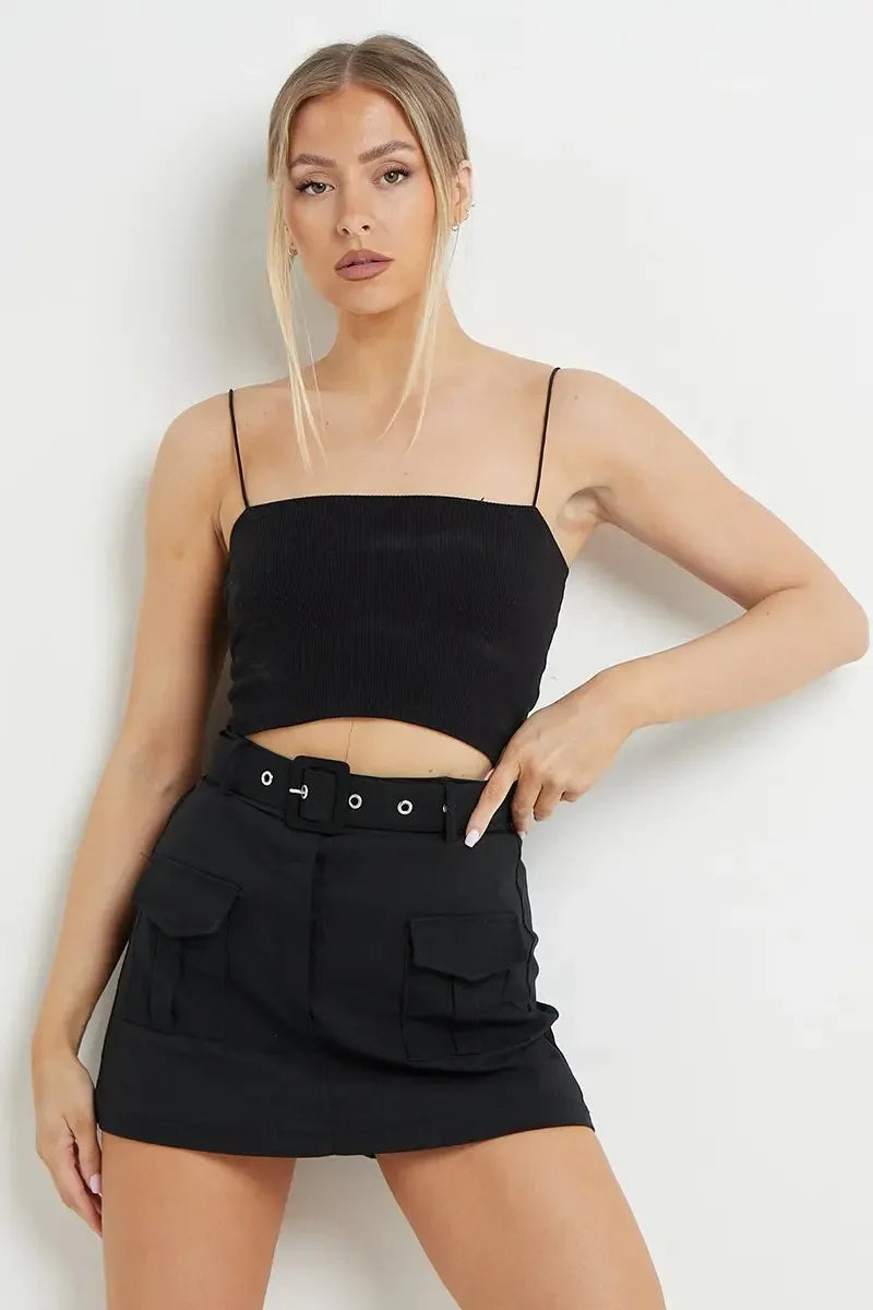 Cargo Skirt for Women 2025 High Waisted Mini Skirts Trendy Y2K Girls Summer Casual Belted Shorts with Pockets