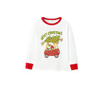 Family Christmas White Pajamas Set With Funny Pattern Design