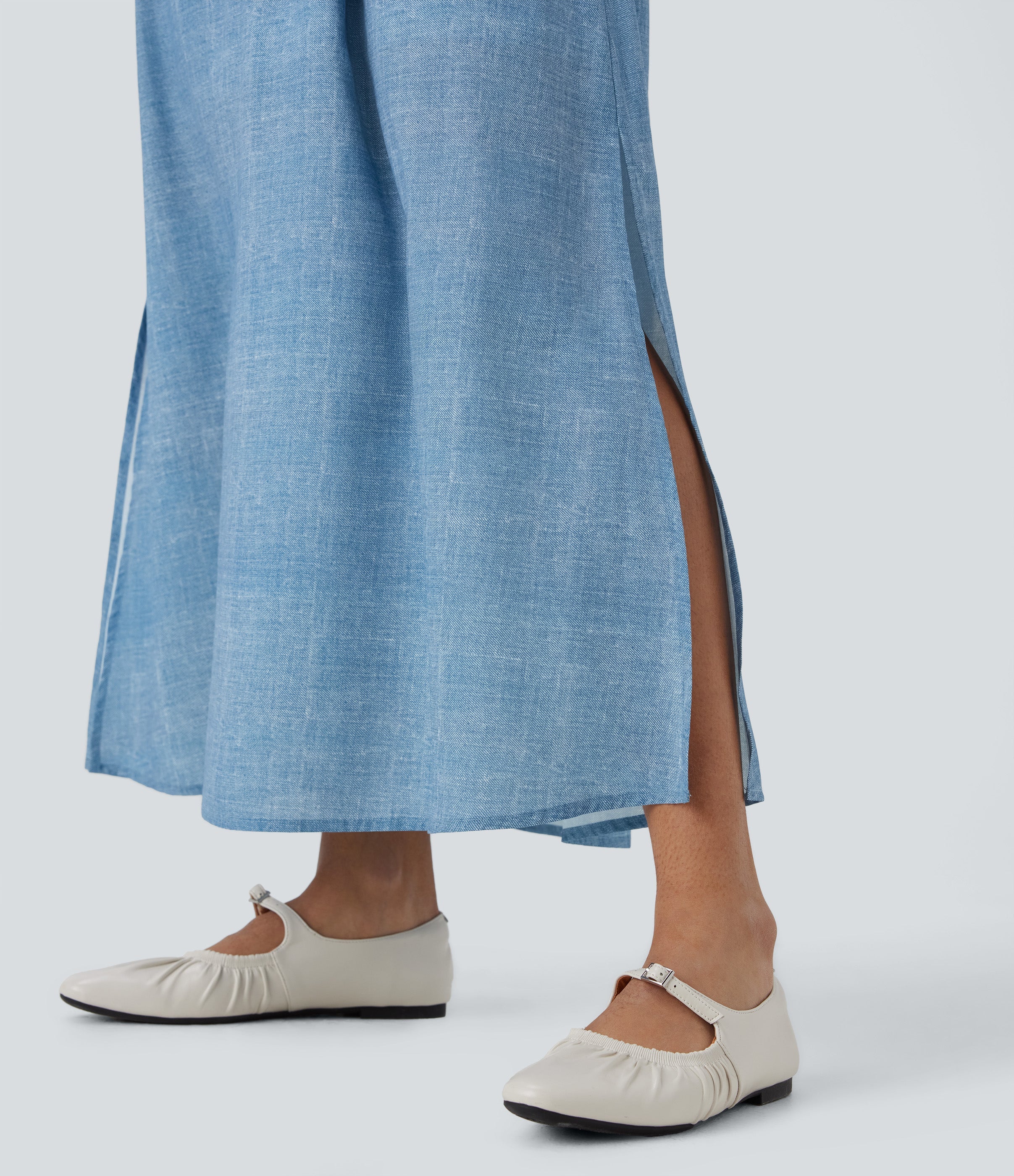 Sleeveless Drawstring Maxi Casual Dress with Pockets
