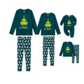 Christmas Family Matching Pajamas-Dark Green&Deer Patterned Pjs Set with Grinch and "Ew People" Print