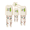 Beige Christmas Pattern Print Christmas Pajamas Set With Grinch and Funny Text Print