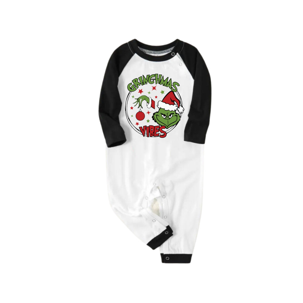 Black Raglan Top Green Plaid Christmas Pajamas Set With Grinch Print