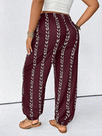 【Plus Size】Pants, Striped Casual Comfy Trousers for Daily Wear, Women's Bottoms for Summer