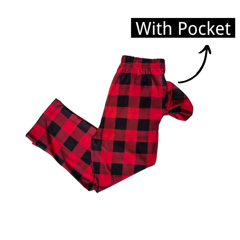 Red and Black Plaid Christmas Pajamas Set With Funny Grinch Designs