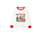 Family Christmas White Pajamas Set With Colorful Xmas Pattern Print