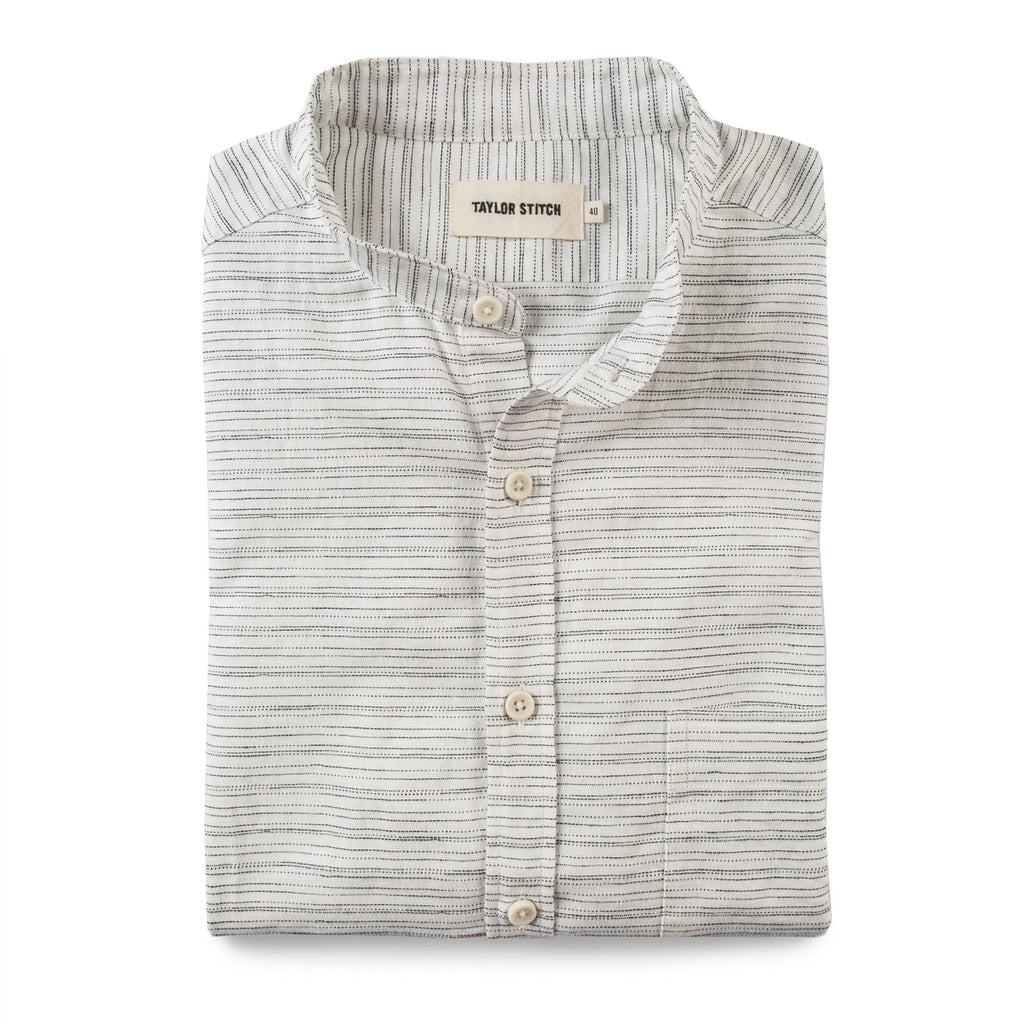 The Bandit in White & Navy Slub Stripe