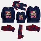 Christmas Family Matching Pajamas-Navy & Red Plaid Pjs Set with Grinch and "HO HO HO" Print