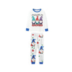 Family Holiday Christmas Blue Sleepwear Set with Christmas Gnome Print
