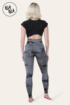 Marble Tie Dye High Waisted Scrunch Bum Leggings in Charcoal