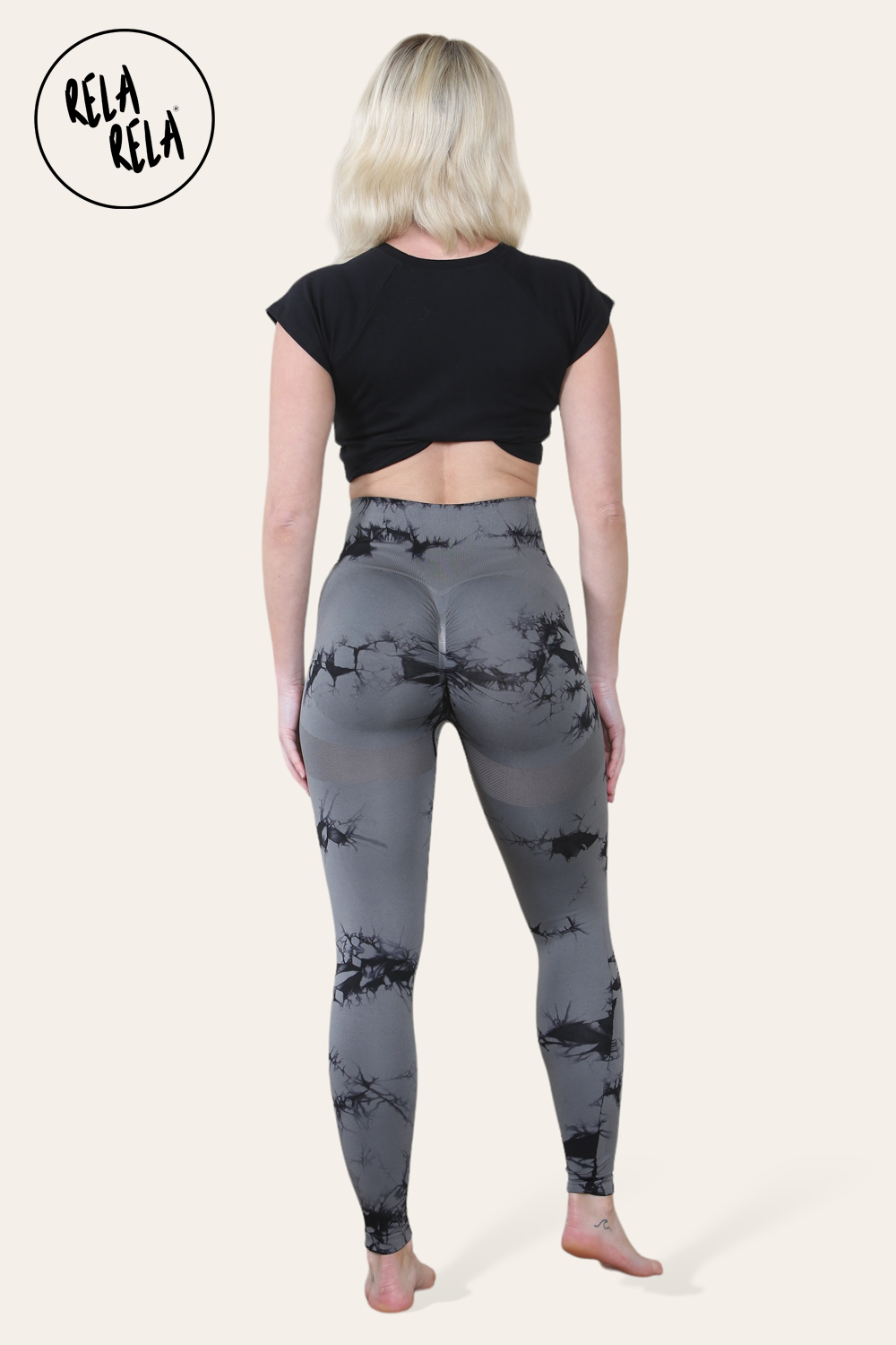 Marble Tie Dye High Waisted Scrunch Bum Leggings in Charcoal