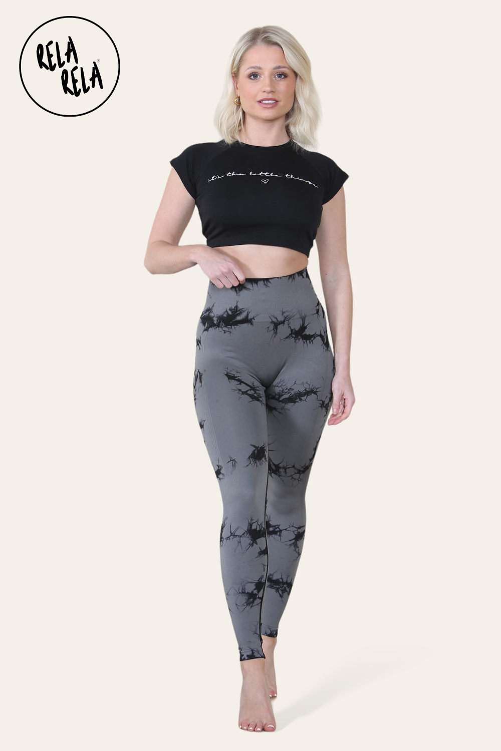 Marble Tie Dye High Waisted Scrunch Bum Leggings in Charcoal
