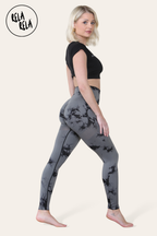 Marble Tie Dye High Waisted Scrunch Bum Leggings in Charcoal