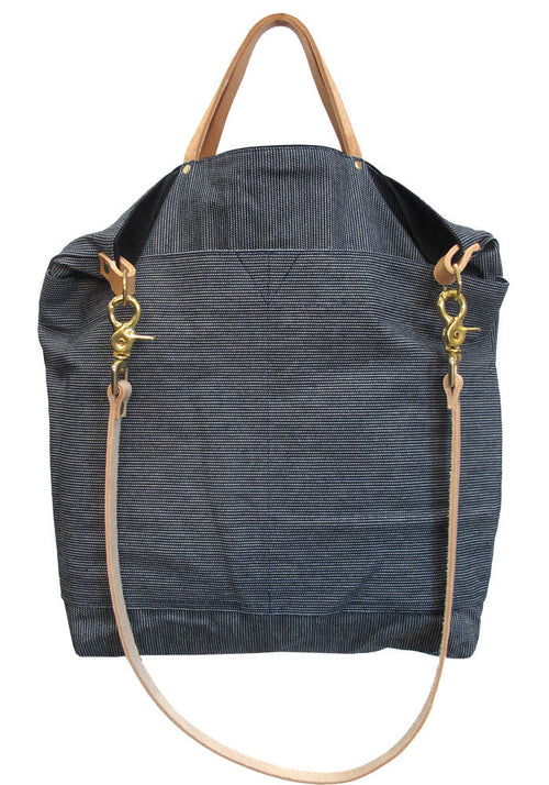 Ali Golden Reversible Tote - Grey/Blue Stripe