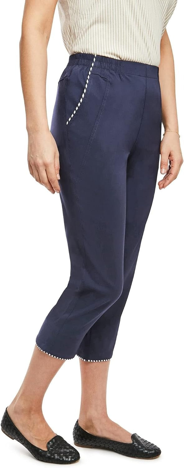 Women's Cropped Trousers Holiday | Super Stretchy Elasticated Waist Capri Pants