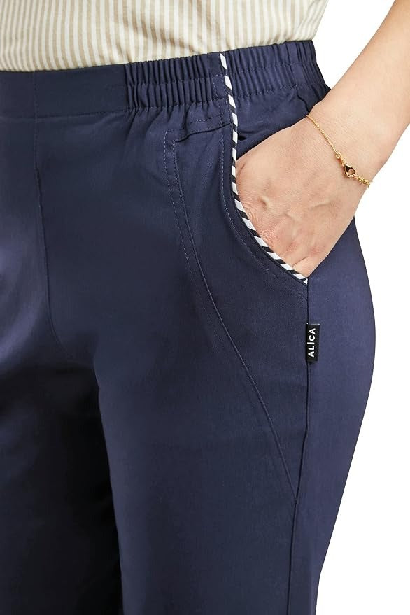 Women's Cropped Trousers Holiday | Super Stretchy Elasticated Waist Capri Pants