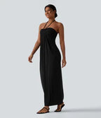 2026🔥 Halter Tie Back Maxi Dress with Pockets