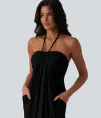 2026🔥 Halter Tie Back Maxi Dress with Pockets