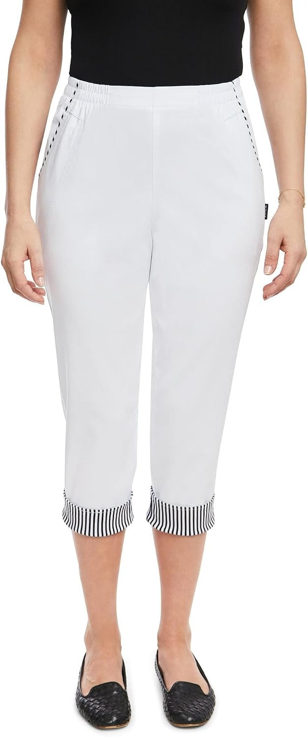 Women's Cropped Trousers Holiday | Super Stretchy Elasticated Waist Capri Pants