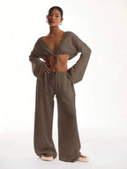 Women's Solid Pocket Pants, Casual Comfy Wide Leg Trousers for Beach Vacation Holiday, Ladies Bottoms for All Seasons
