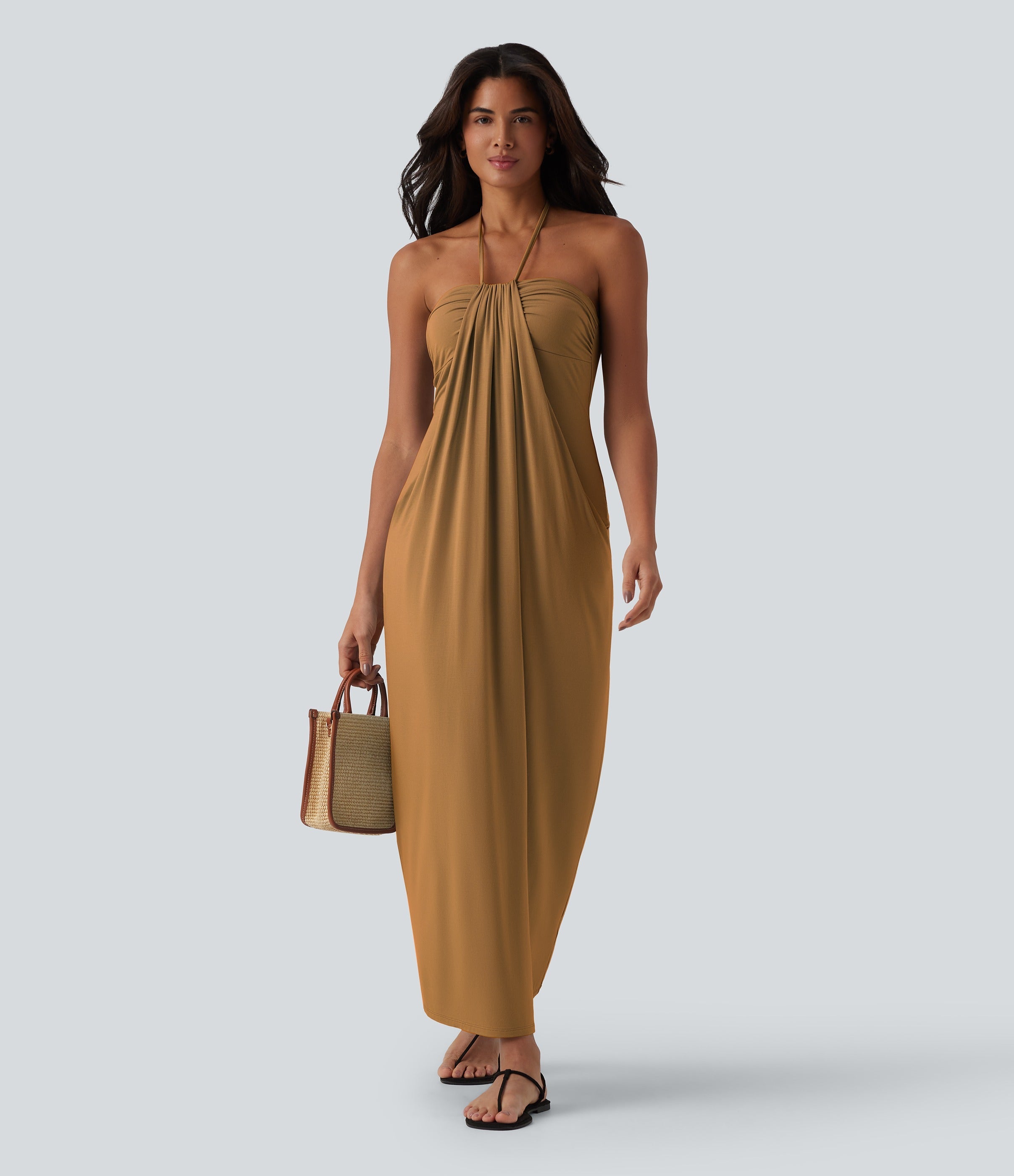 2026🔥 Halter Tie Back Maxi Dress with Pockets