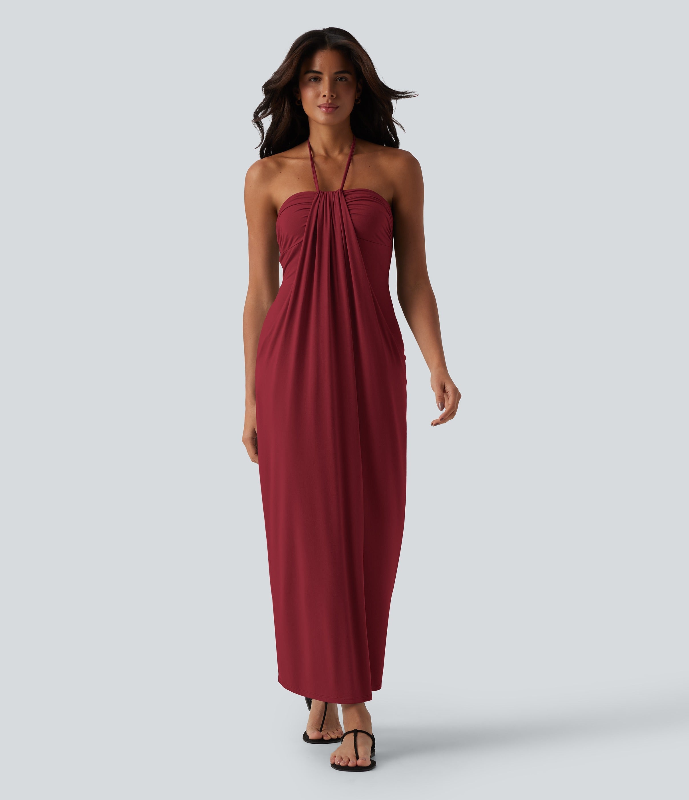 2026🔥 Halter Tie Back Maxi Dress with Pockets