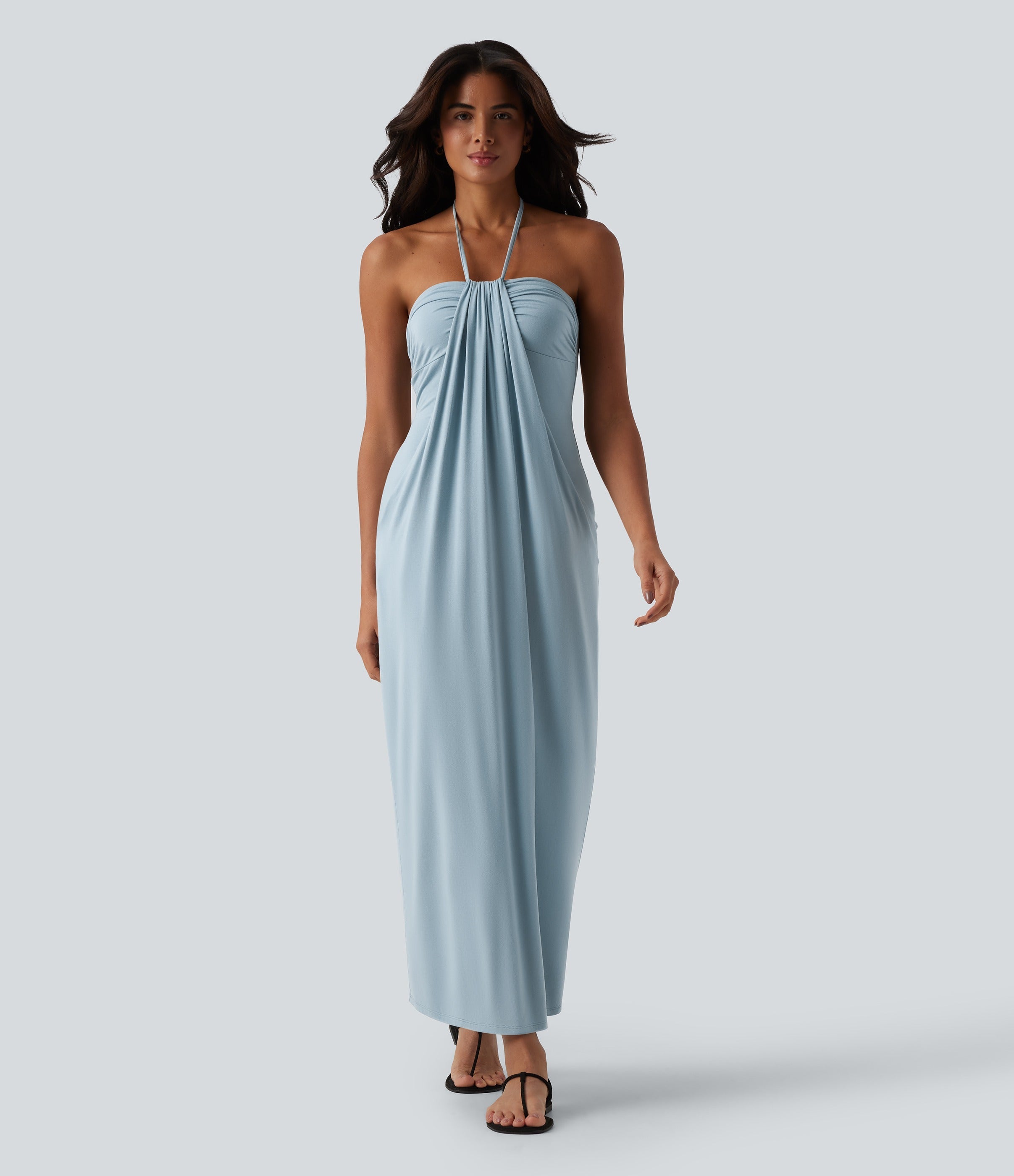 2026🔥 Halter Tie Back Maxi Dress with Pockets