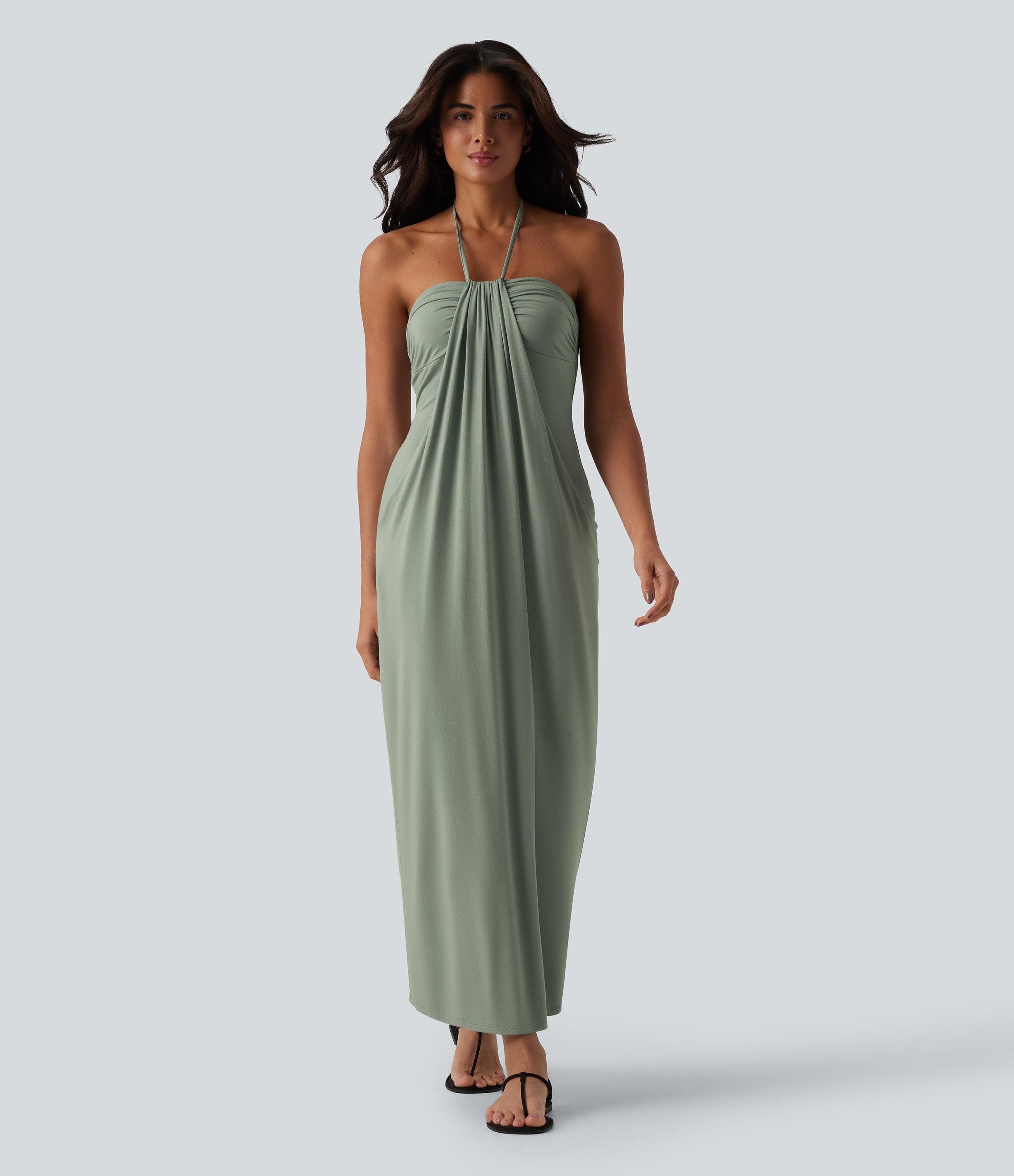 2026🔥 Halter Tie Back Maxi Dress with Pockets